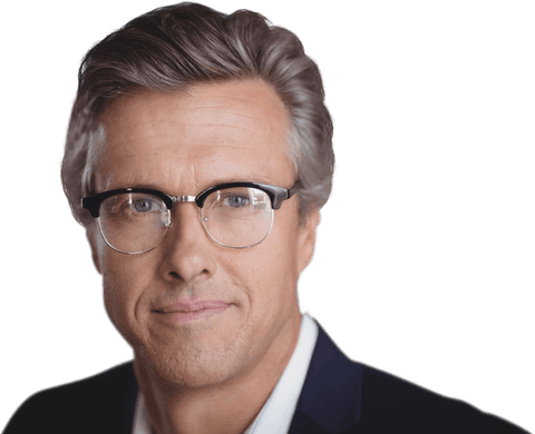 Transparent Businessman Close-Up with Eyeglasses and Confident Expression