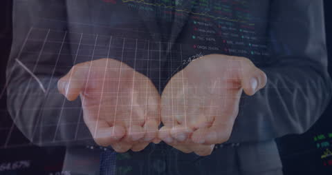 Businessman Presents Virtual Stock Market Data Interface