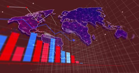 Global Finance and Data Visualization with Map and Bar Graphs - Download Free Stock Images Pikwizard.com