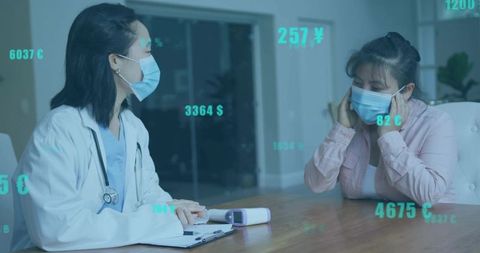 Doctor and Patient Discussing With Financial Overlays