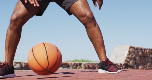 Basketball Player Dribbling Outdoor Court - Download Free Stock Images Pikwizard.com