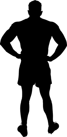 Transparent full length silhouette of male rugby player
