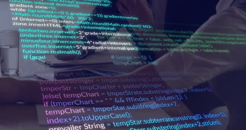 Programming Code Overlaying Business Collaboration Concept