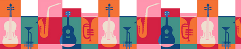 Colorful music instrument pattern on transparent background