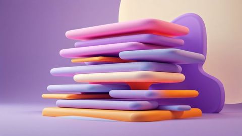 Abstract pastel geometric blocks with curved backdrop for website designs