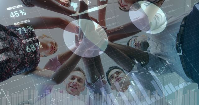 Team Collaborating with Business Analytics Overlay - Download Free Stock Images Pikwizard.com