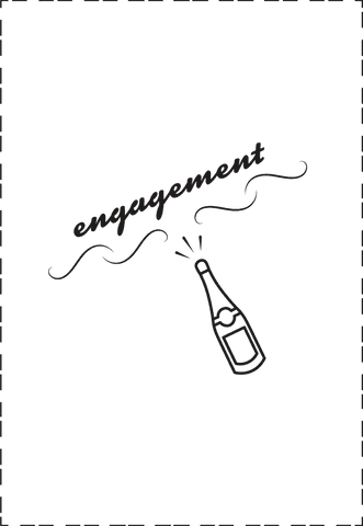 Illustration of champagne bottle with engagement text on transparent background
