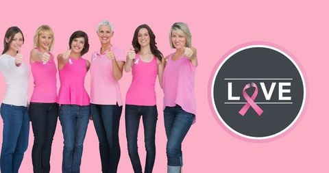 Women United in Breast Cancer Awareness with Love Symbol