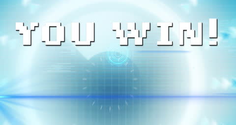 Animated 'You Win' Text With Futuristic Digital Background
