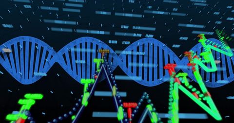 DNA Strand Amidst Digital Data Stream
