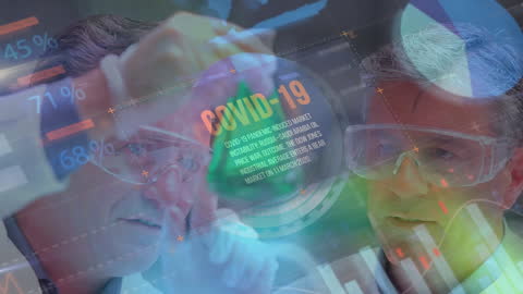 Business Professionals Analyzing COVID-19 Market Data Visualization