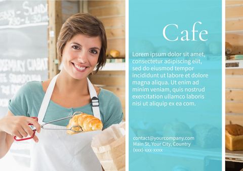 Smiling Barista Holding Fresh Croissant in Welcoming Cafe - Download Free Stock Templates Pikwizard.com