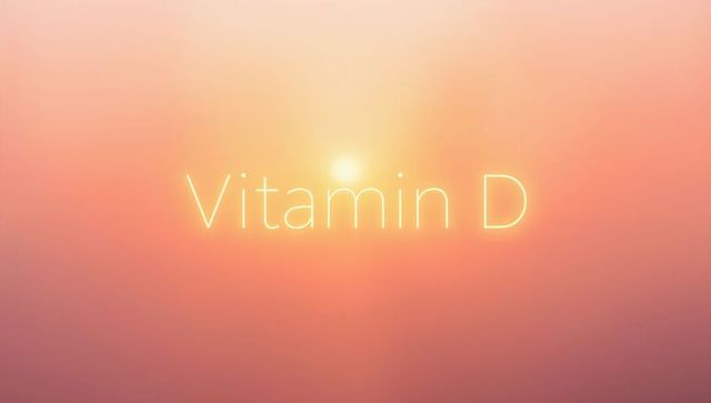 Glowing vitamin d text over pastel sunrise halo minimalist typography and warm gradient