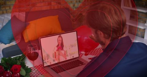 Heartfelt Virtual Date with Roses and Wine - Download Free Stock Images Pikwizard.com
