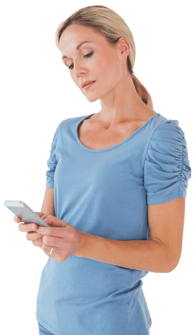 Transparent Background of Happy Woman Typing on Smartphone - Download Free Stock Videos Pikwizard.com