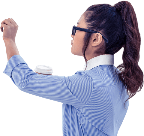 Transparent Confident Businesswoman Writing Placeholder