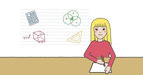 Young Schoolgirl Taking Notes with Educational Icons - Download Free Stock Images Pikwizard.com