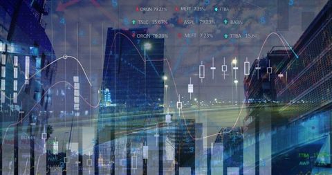 Glowing Stock Market Charts Over Urban Skyline at Night - Download Free Stock Images Pikwizard.com