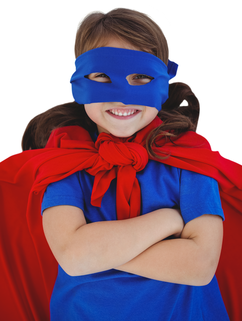 Confident Young Girl in Superhero Costume with Mask and Cape - Download Free Stock Videos Pikwizard.com