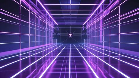 Neon Grid Corridor in Futuristic Cyberpunk Style