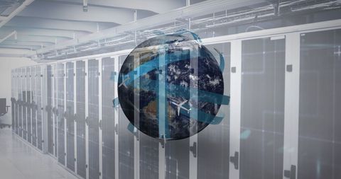 global network concept with virtual globe in server room - Download Free Stock Images Pikwizard.com