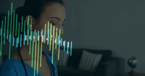 Healthcare Professional Analyzing Data Visualization with Stethoscope