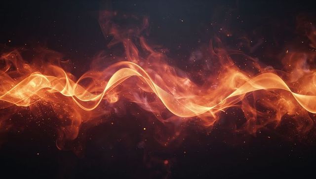 Dynamic Fiery Ribbon with Embrace of Glowing Embers