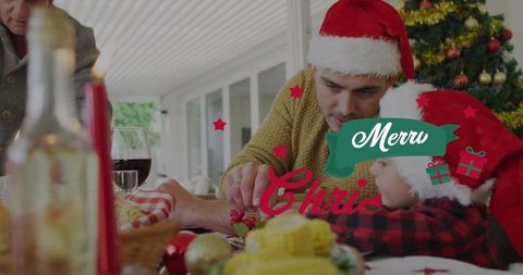 Father and Son Preparing Christmas Ornaments in Cozy Sunroom