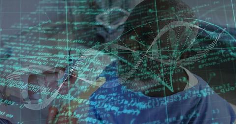 Futuristic Lab Collaboration with DNA Data and Cybersecurity Focus