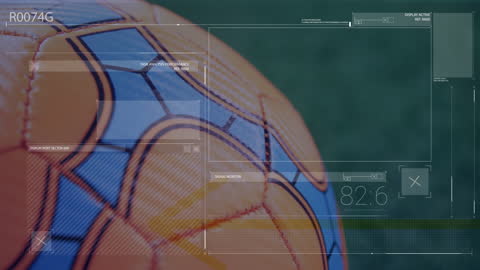 Futuristic Digital Data Interface Over Football