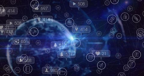Global Social Media Interaction Concept with Digital Overlay - Download Free Stock Images Pikwizard.com