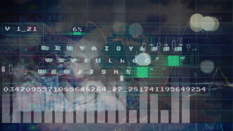 Stressed Man with Data Interface and Global Statistics