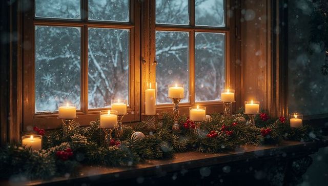 Cozy Hearth Forest: Wintry Candle Elegance