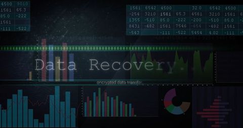 Displaying Data Recovery Dashboard with Neon Teal Analytics UI and Charts for Monitoring