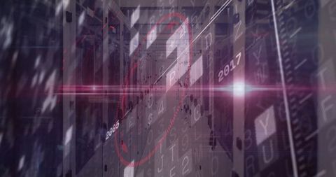 Futuristic Holographic Interface Over Data Center Server Rack