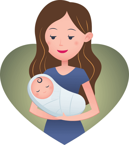 Caucasian Woman Holding Baby Vector Transparent Illustration
