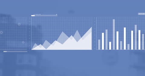 Digital Blue Interface with Data Processing Charts