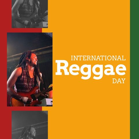 Collage Celebrates International Reggae Day with Joyful Performer - Download Free Stock Templates Pikwizard.com