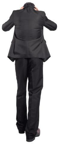 Stressed Businessman Holding Head with Transparent Background