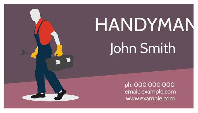 Handyman Service Business Card Template with Silhouette - Download Free Stock Templates Pikwizard.com