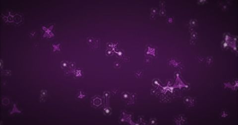 3d purple molecules animated background for science themes