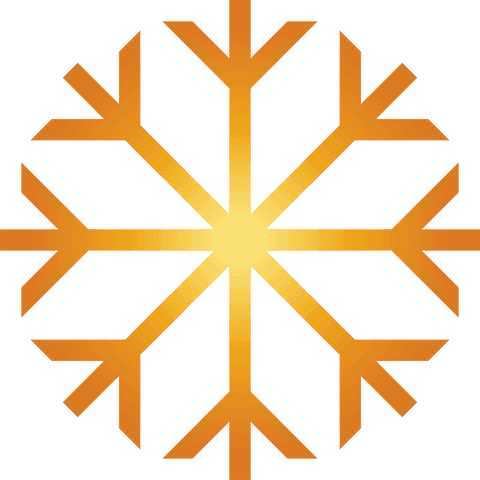 Golden snowflake icon on transparent background for seasonal designs