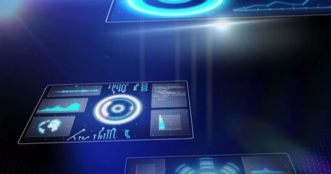 Digital Interface Displaying Data and Analytics in Blue Felbackground - Download Free Stock Images Pikwizard.com