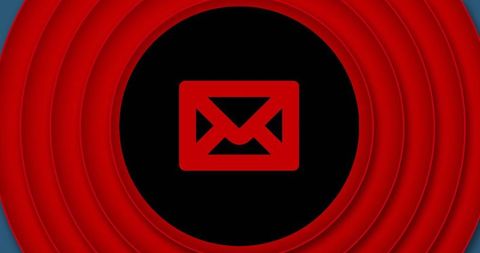 Digital Mail Icon on Black with Red Highlights Symbolizing Communication