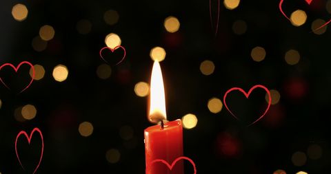 Romantic Candlelight with Heart Bokeh for Celebrations - Download Free Stock Images Pikwizard.com