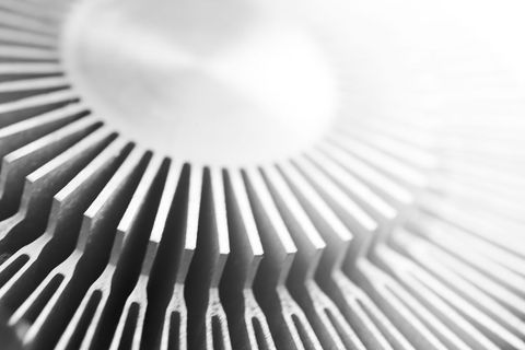 Close-up of metallic cooling fan for electronics and hardware