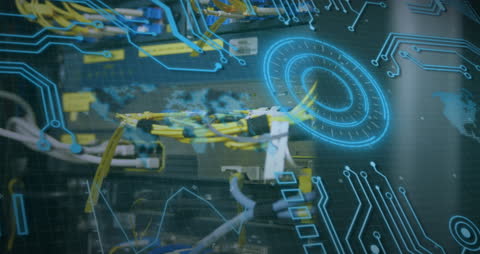 Digital Interface Overlaid on Server Room Networking Equipment