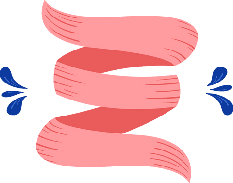 Elegant abstract pink ribbon on transparent background
