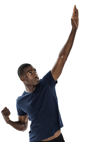 Confident Young Black Man in Victory Pose Transparent Background