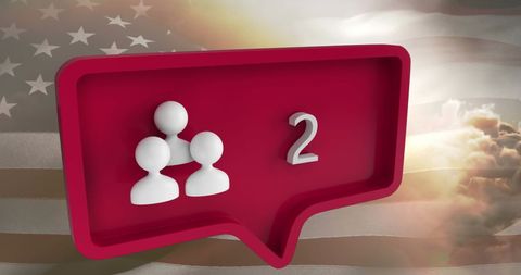 Social Media Alert Icon Against U.S. Flag Background